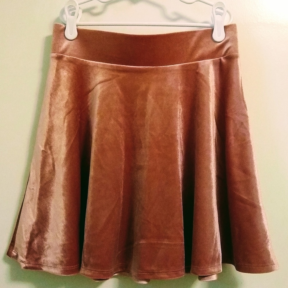Pink velvet skater skirt